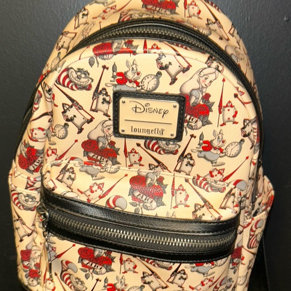 RARE Loungefly Disney Alice in Wonderland Tattoo AOP Mini Backpack - Picture 11 of 13